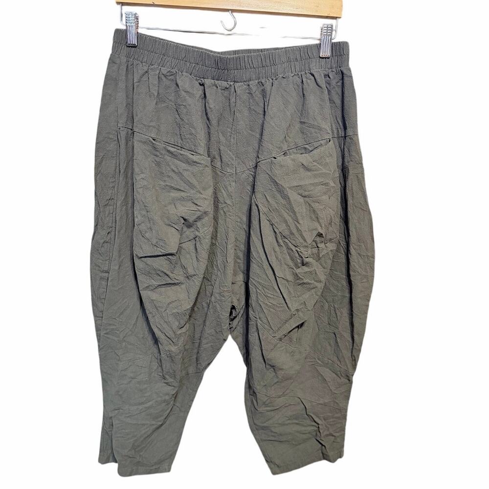 Mr Donoo olive green lagenlook taper pants 3XL Japanese cotton blend pockets